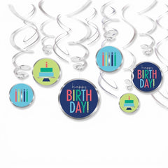 Modern Happy Birthday Swirl Decorations