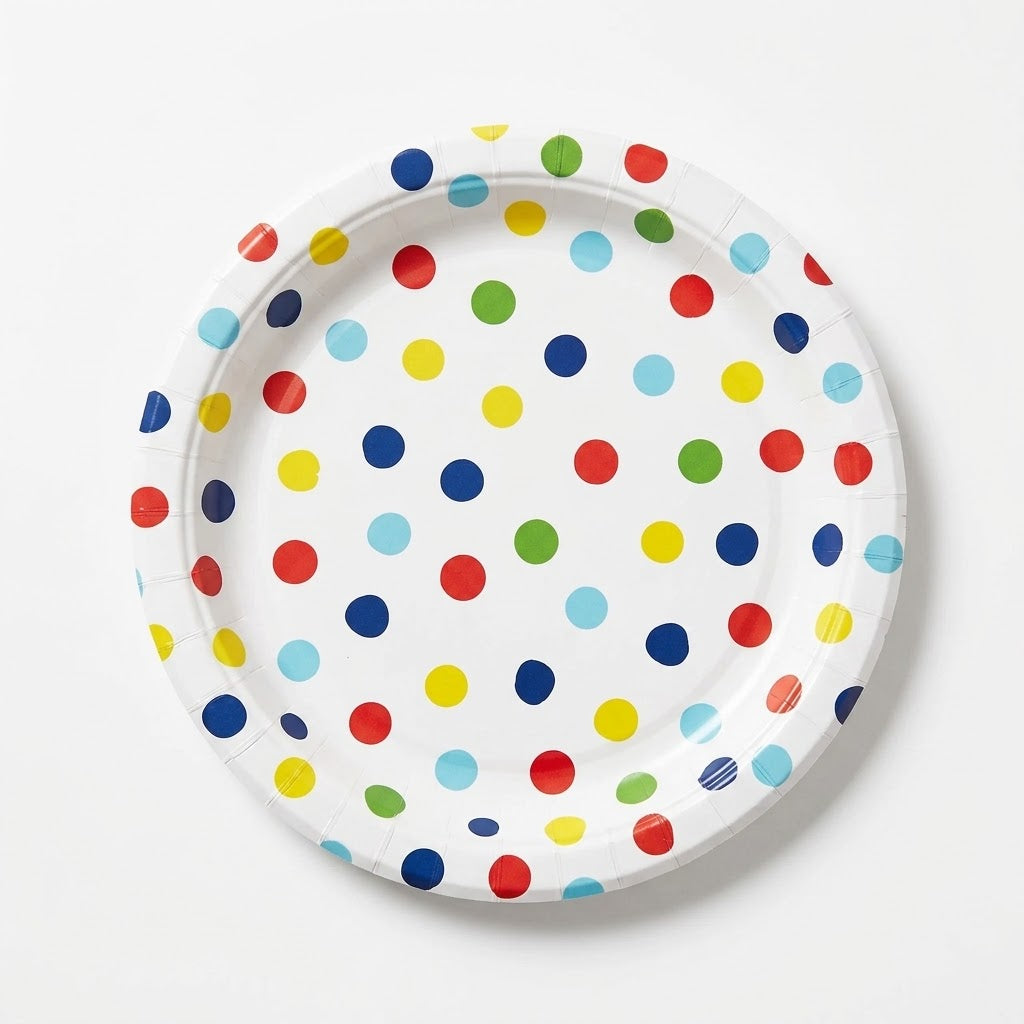 Colorful Dots 8.5" Round Paper Plates - 8 Count