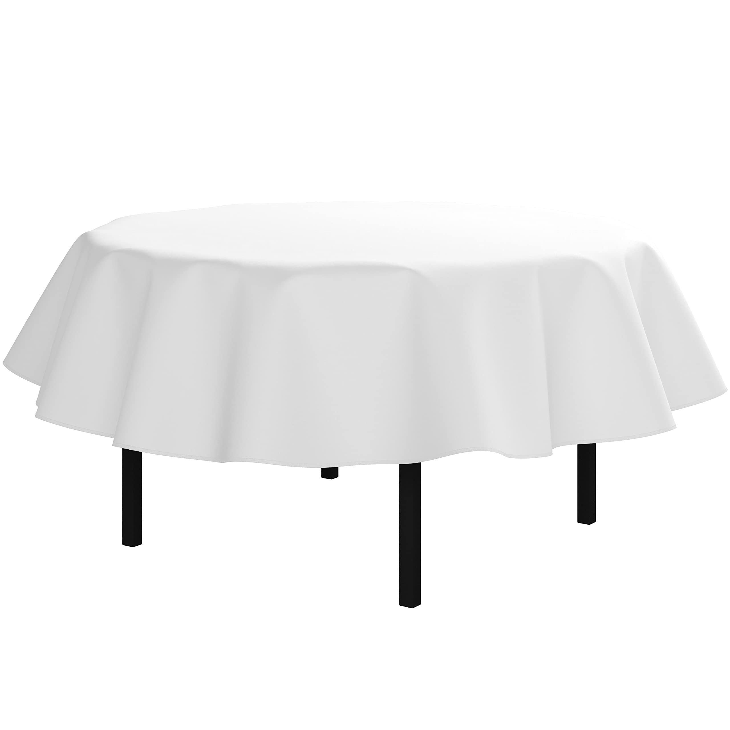 White Flannel Backed Plastic Table Cover 70 In. Round | Case of 36