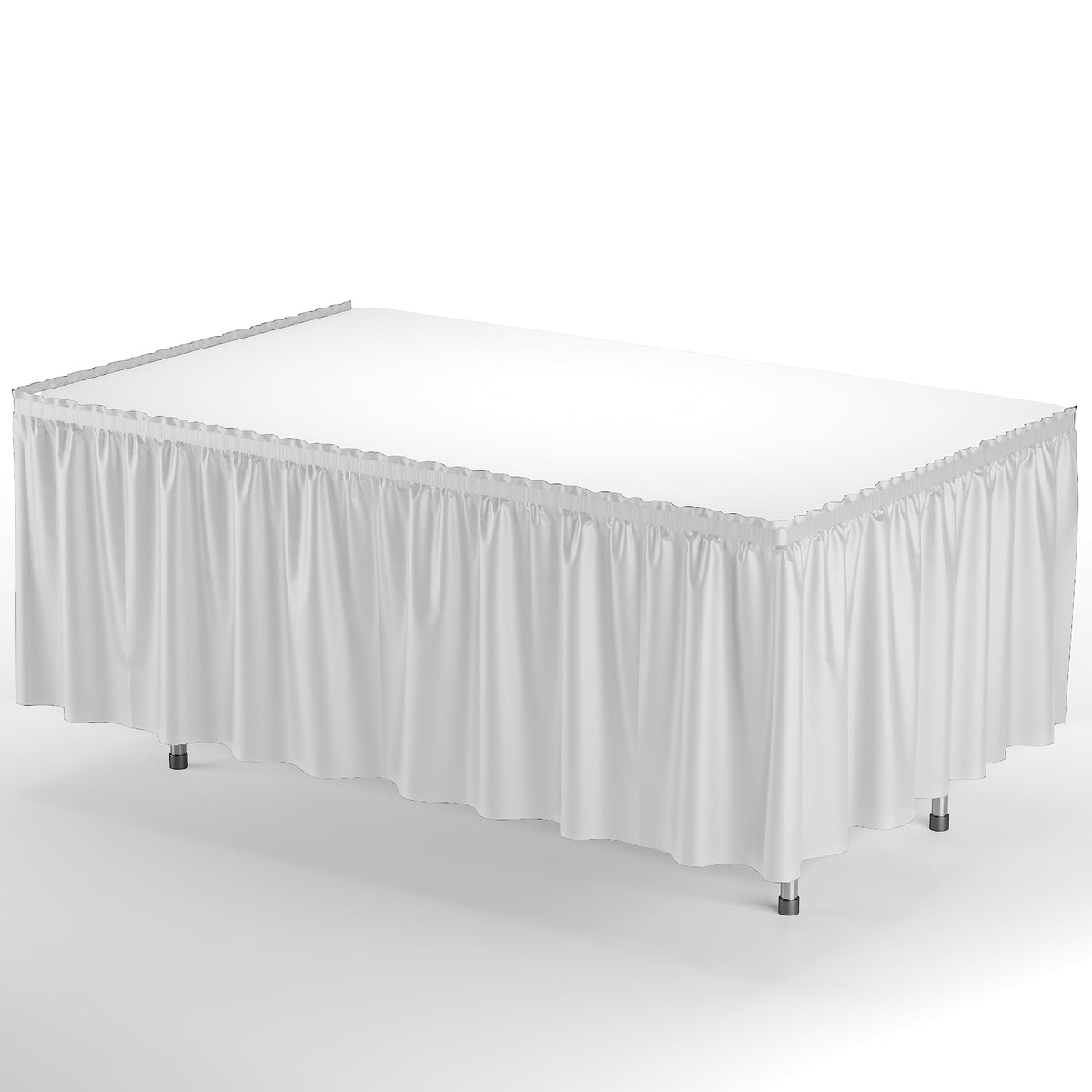 White Plastic Table Skirt | 6 Pack