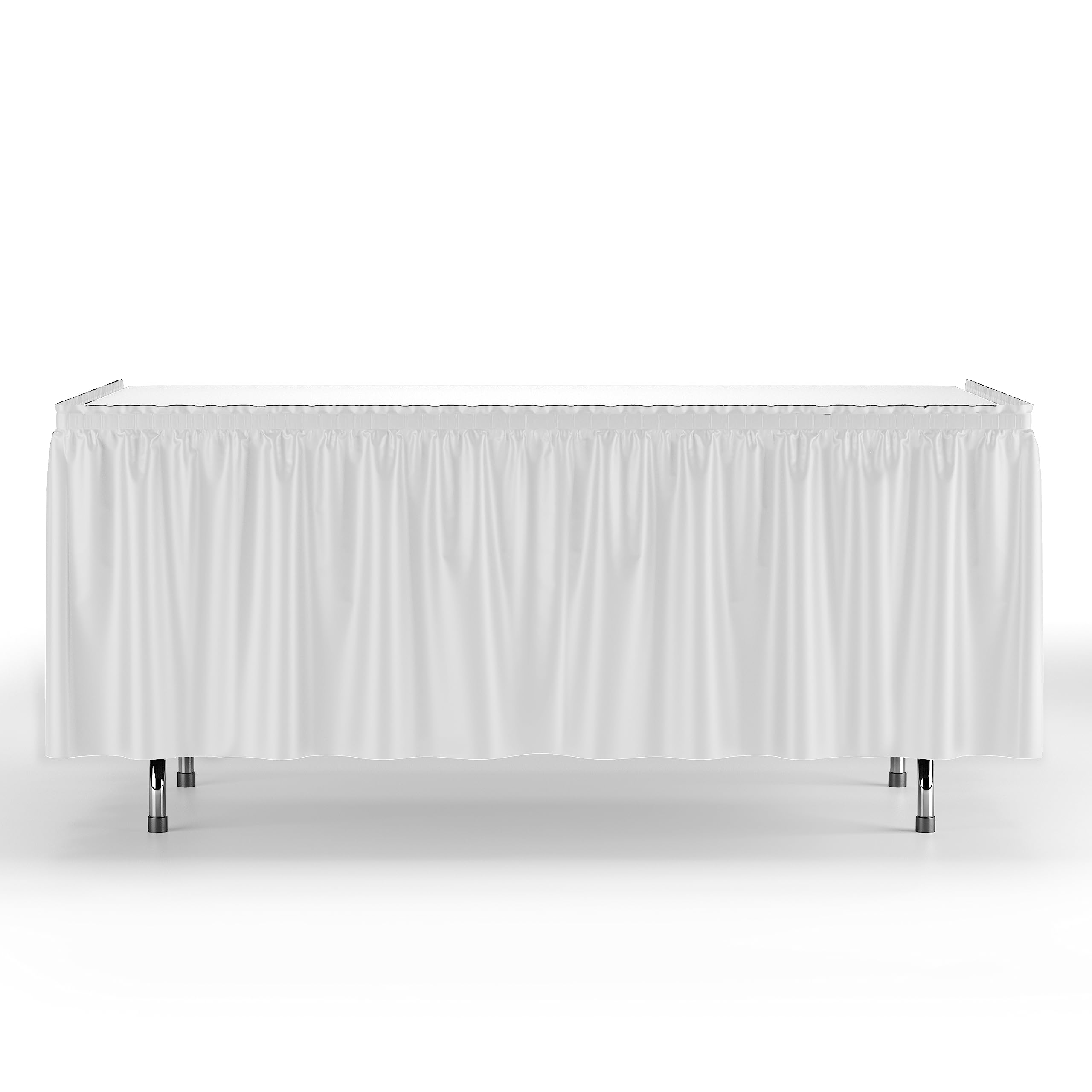 White Plastic Table Skirt | 6 Pack