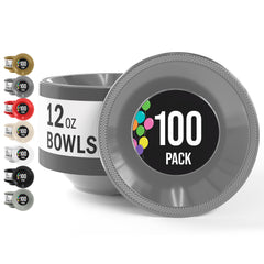 12 Oz. Silver Plastic Bowls | 100 Count
