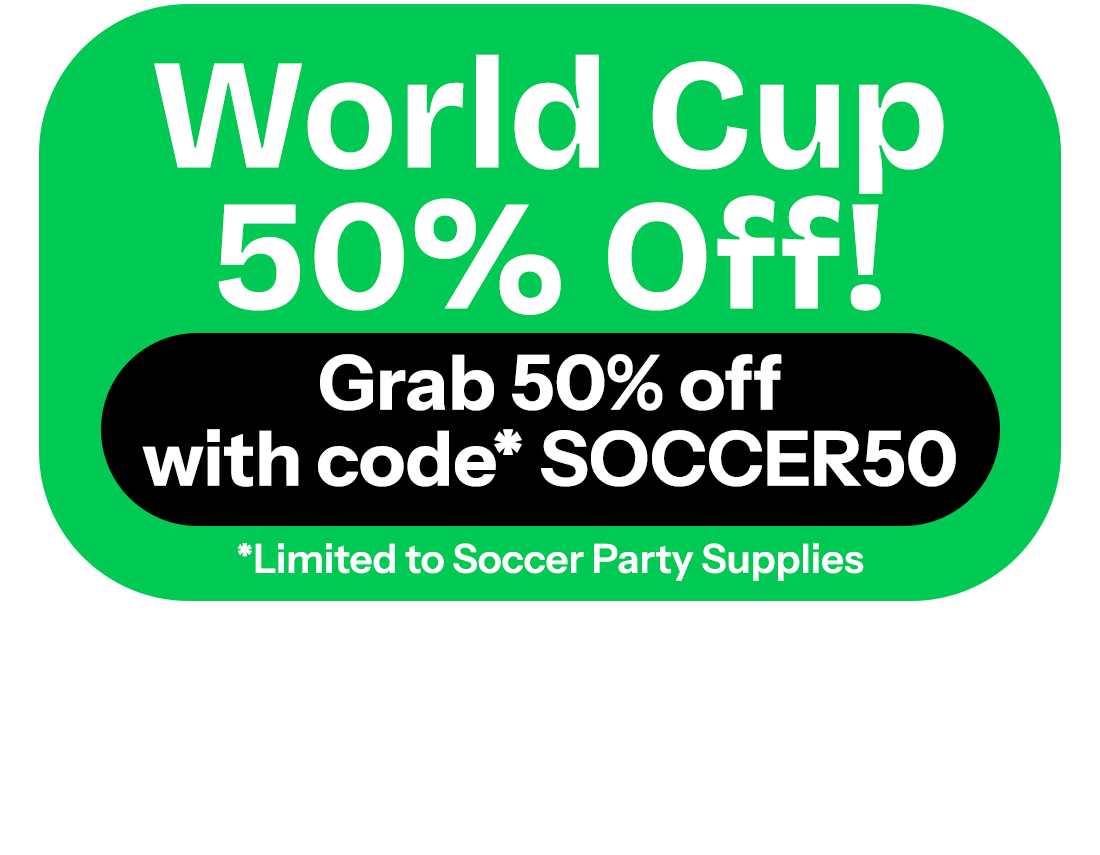 World Cup - Grab 15% off with code* CUP15 - *Limited to Soccer Party Supplies
