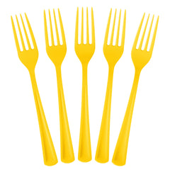 Heavy Duty Yellow Plastic Forks | 100 Count