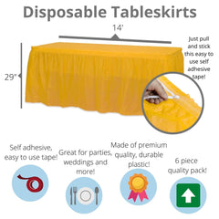 Yellow Plastic Table Skirt | 6 Pack