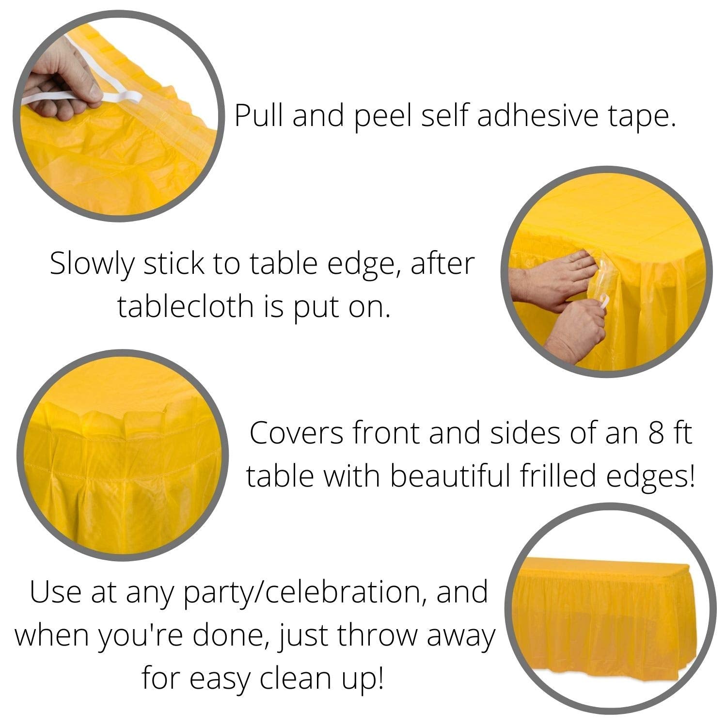 Yellow Plastic Table Skirt | 6 Pack