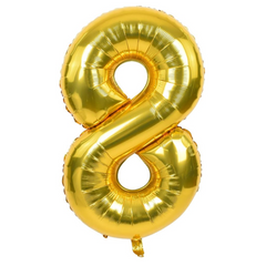 34" Number 8 Gold Mylar Balloon