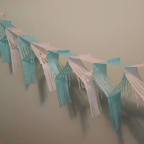 Light Blue & White Drop Fringe Garland 20in. x 12'