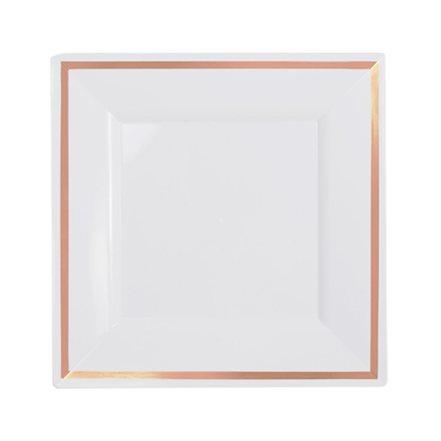 8 In. White/Rose Gold Line Square Plates | 10 Count