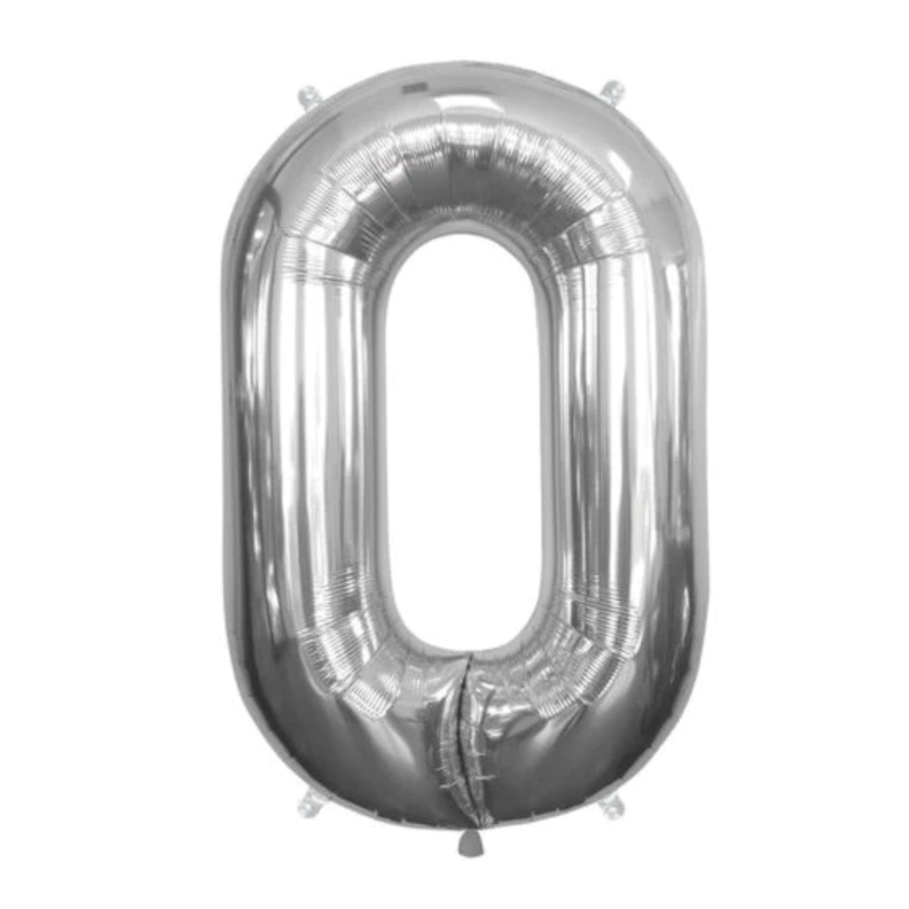 34" Number 0 Silver Mylar Balloon