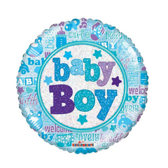 Blue/White Round Baby Boy Mylar Balloon - 1 Ct.