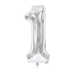 34" Number 1 Silver Mylar Balloon