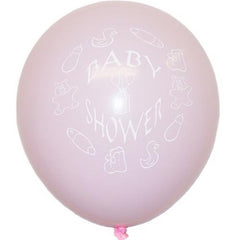 12 In. Pink "Baby Shower" Latex Balloons - 10 Ct.