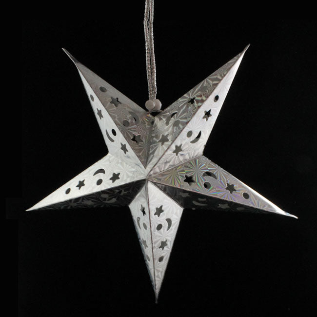 12in. Holographic Silver Paper Star Lantern